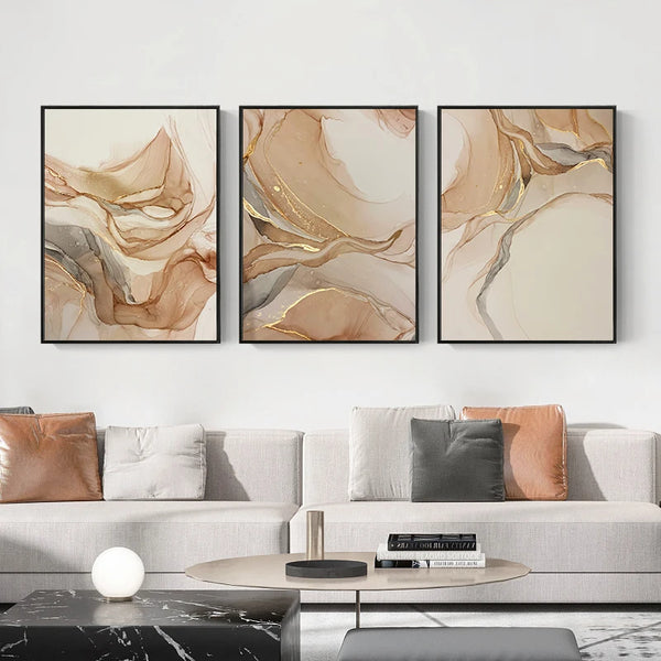 Beige Marble Abstract Canvas Painting