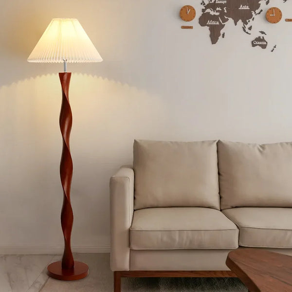 Luxora Walnut Wood Floor Lamp