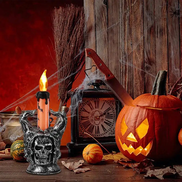 Flameless Halloween Skull Candle Lights