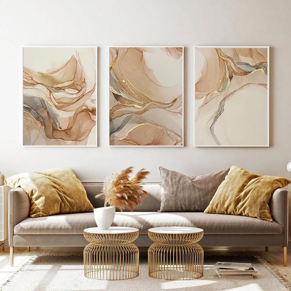 Beige Marble Abstract Canvas Painting